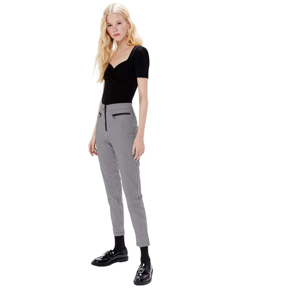 Urban Outfitters Black White Gingham High Rise Zipper Pocket Pants Size 6
